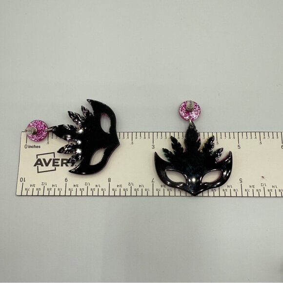 Vibrant Mardi Gras Cinco De Mayo Mask Shimmer Earrings - Picture 6 of 7